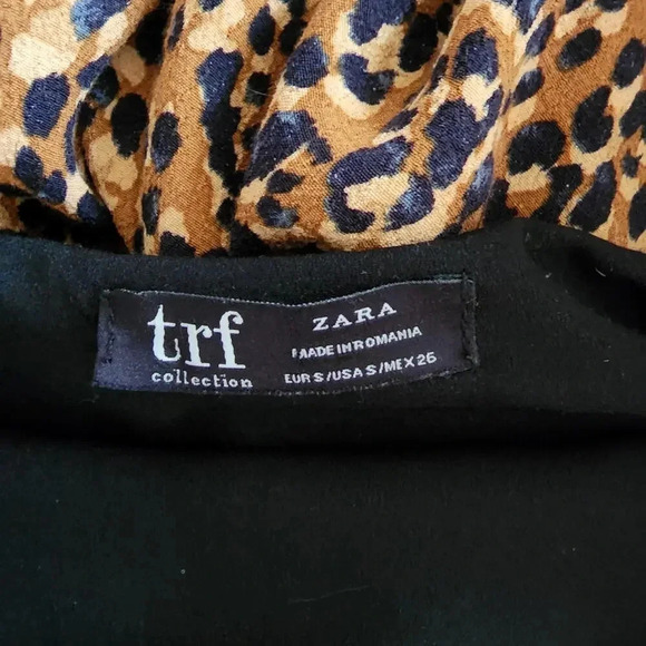 Zara TRF Animal Cheetah Print Pleated Shoulder Lined Jacket Dress Sz Small Maxi - Picture 12 of 15